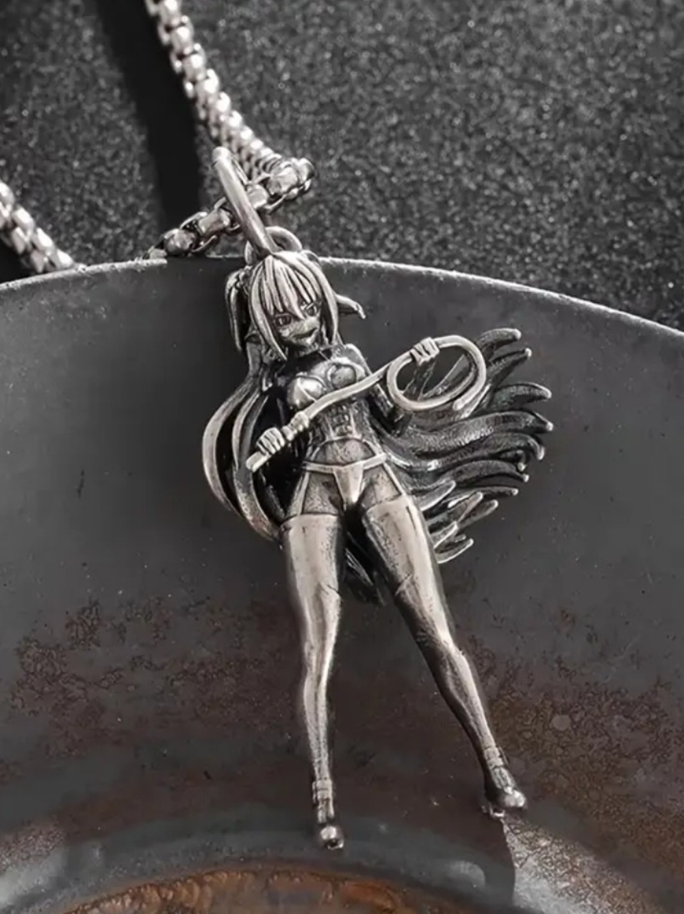 Anime Girl With Whip Pendant Necklace - Women's Jewelry